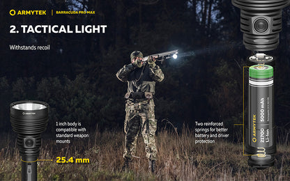 Barracuda Pro Max White 2800 Lumens - Portée 1000m - Rechargeable - Batterie 21700 Li-Ion