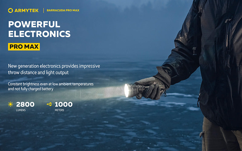 Barracuda Pro Max White 2800 Lumens - Portée 1000m - Rechargeable - Batterie 21700 Li-Ion