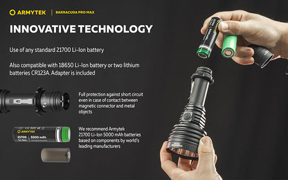 Barracuda Pro Max White 2800 Lumens - Portée 1000m - Rechargeable - Batterie 21700 Li-Ion