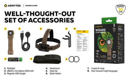 Wizard C2 Pro SAND Magnet USB – 2500 Lumens