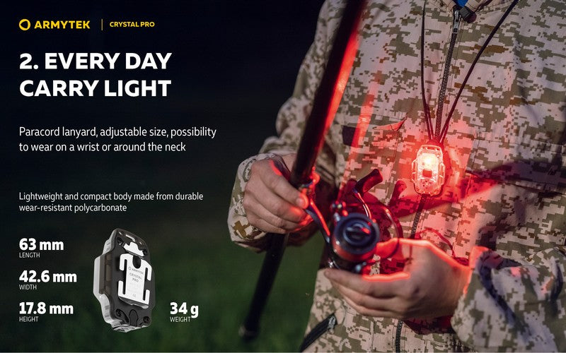 Crystal PRO – 220 Lumens Blanc + 30 Lumens Rouge - Accéléromètre
