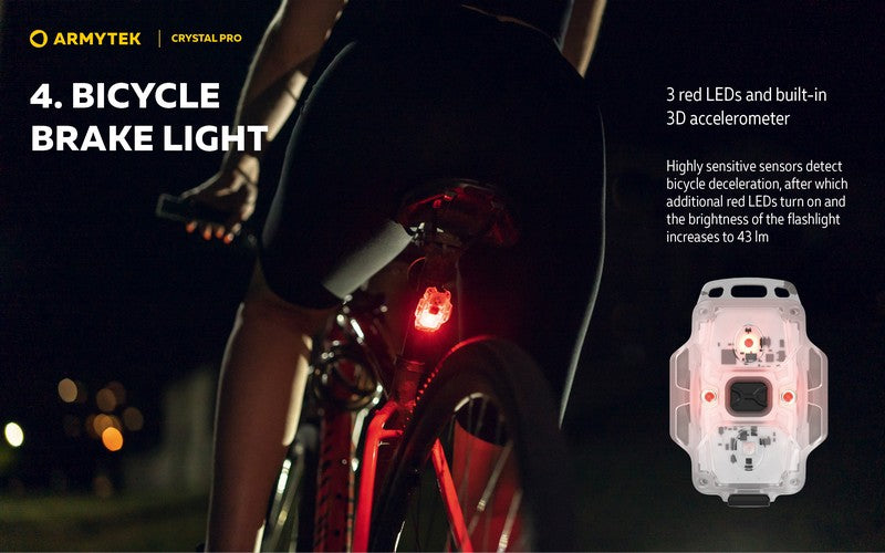 Crystal PRO – 220 Lumens Blanc + 30 Lumens Rouge - Accéléromètre