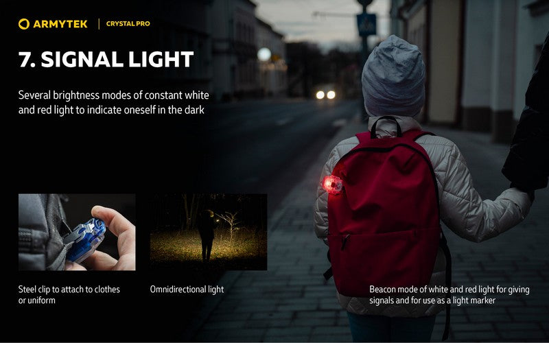 Crystal PRO – 220 Lumens Blanc + 30 Lumens Rouge - Accéléromètre