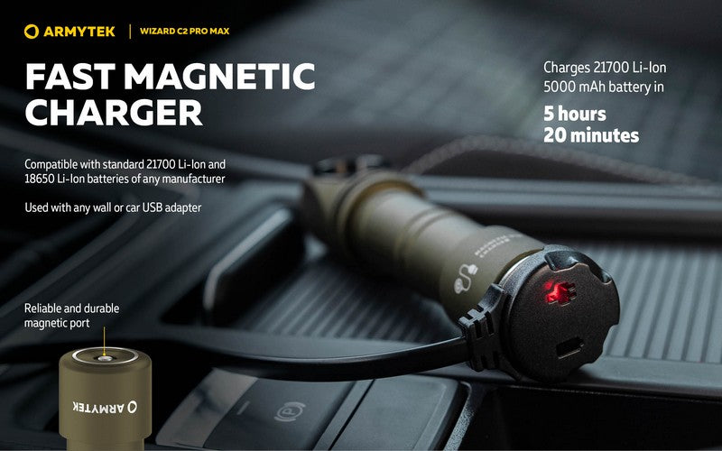 Wizard C2 Pro Max OLIVE Magnet USB – 4000 Lumens
