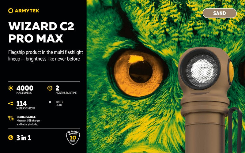 Wizard C2 Pro Max SAND Magnet USB – 4000 Lumens