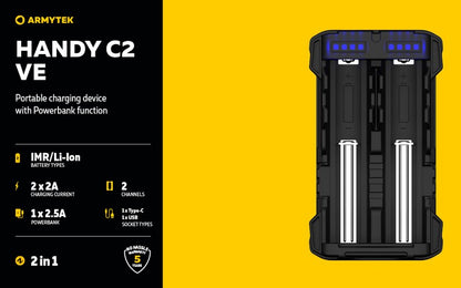 Chargeur Handy C2 VE – Powerbank – Batteries Li-ion, IMR