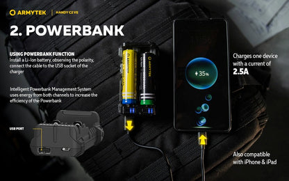 Chargeur Handy C2 VE – Powerbank – Batteries Li-ion, IMR