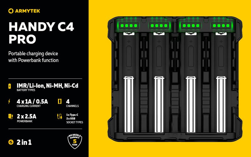 Chargeur Handy C4 PRO – Powerbank – Batteries Li-ion, IMR et Ni-Mh