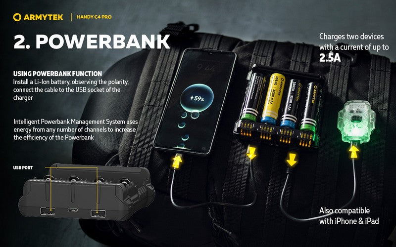 Chargeur Handy C4 PRO – Powerbank – Batteries Li-ion, IMR et Ni-Mh