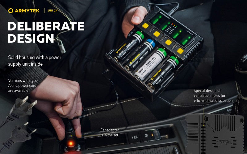 Chargeur Uni C4 – Batteries Li-ion, IMR, Li-FePO4, Ni-MH, Ni-Cd, Ni-Zn