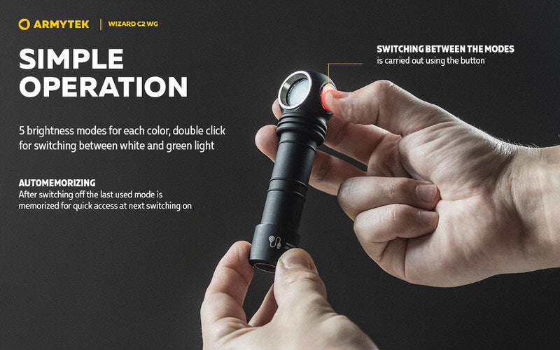 Wizard C2 WG Magnet USB – 1100/1020 Lumens / 400 Lumens Vert