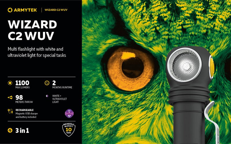 Wizard C2 WUV Magnet USB – 1100 Lumens White / 1595mW UV